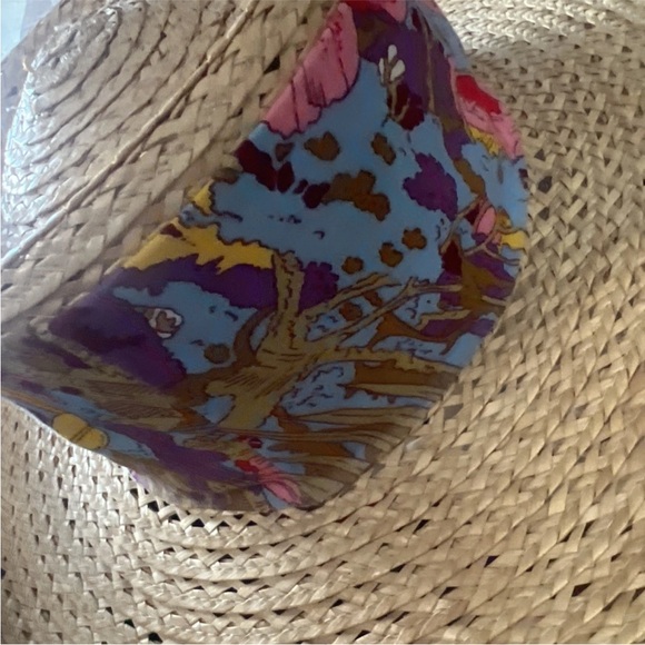 Vintage Straw Sun Hat – Festival Vibes, Floral Band Trippy Pattern - Picture 6 of 13